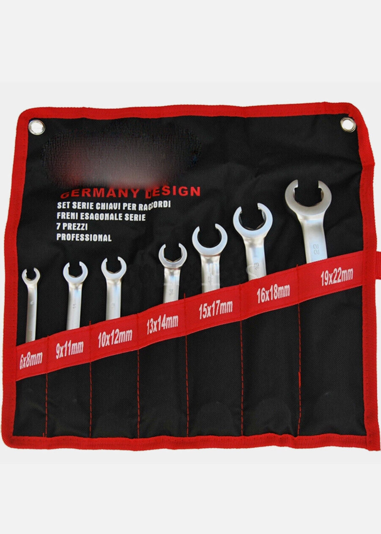 Serie Set Kit 7 Chiavi Esagonali Per Raccordi Tubi Freni Auto Acciaio 6 - 22mm