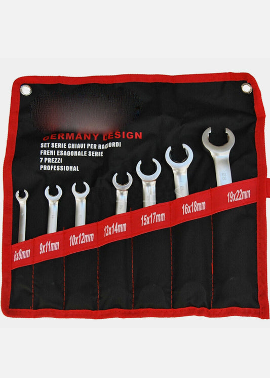 Serie Set Kit 7 Chiavi Esagonali Per Raccordi Tubi Freni Auto Acciaio 6 - 22mm