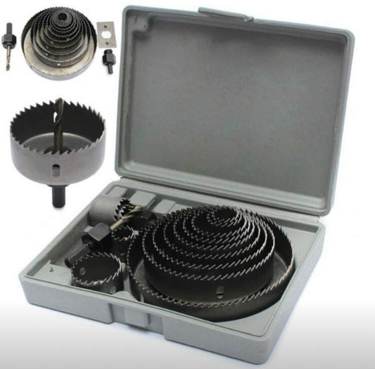 FRESE LEGNO SET FRESA A TAZZA SUPPORTO 2 ATTACCHI PER TRAPANO 16 PZ