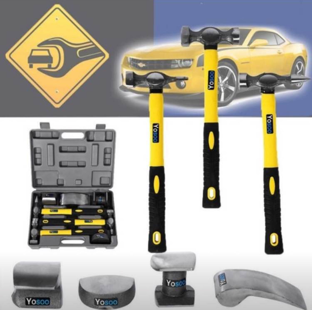 ATTREZZI CARROZZERIA AUTO KIT 7 PEZZI