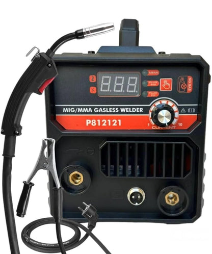 Saldatrice INVERTER IGBT Doppia funzione Saldatura a Filo Continuo NO GAS MIG + Saldatura ad elettrodo MMA 350 Amp Leggera Mini Portatile Professionale Accessoriata
